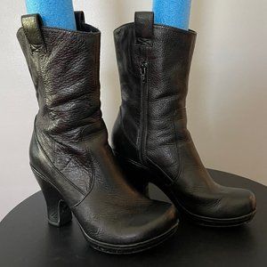 Born B.O.C. Crown Mid-Calf Black Leather Boots Size 7.5